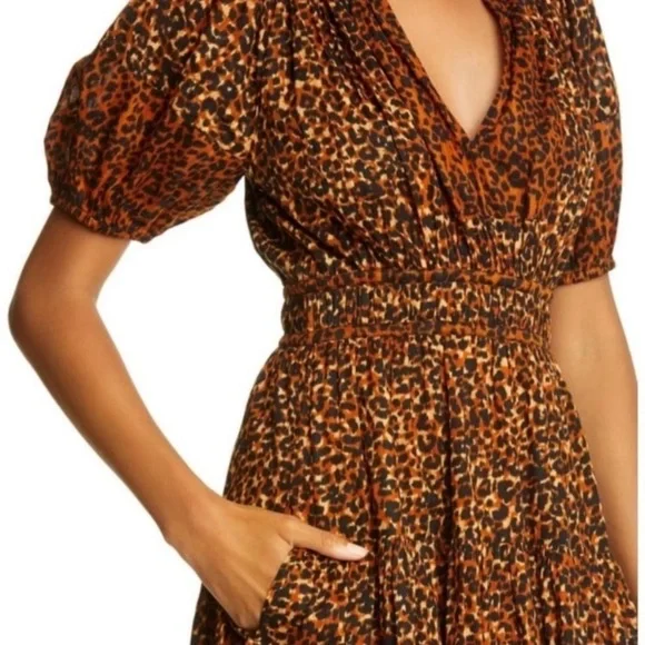 Ulla Johnson Mariana Puff Sleeve V-Neck Mini Dress Size 2 - Picture 6 of 16